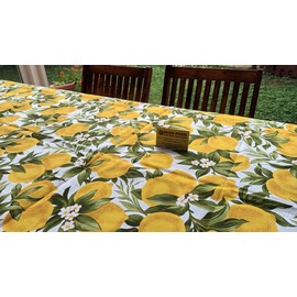 Pago Poco Rectangular Tablecloth with Lemon and Branch Pattern 100% Cotton Dimensions: 140 x 180 - 140 x 240 cm (140 x 180 cm)