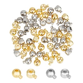 arricraft 56 Pcs Brass Crimp Beads, 2 Colors Column Beads Cord End Caps Rondelle Metal Crimp Beads Tube Crimp End Beads for DIY Crafts Necklace Bracelet Jewelry Making