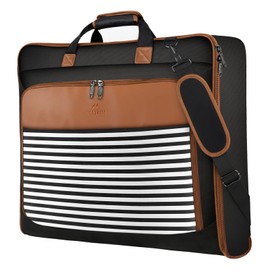 MATEIN Suit Carry On Garment Bag for Travel, Suit Bag with Detachable Adjustable Shoulder Strap, Waterproof Foldable Garment Luggage for Men Women, Large Compartment for Carrying Clothes, Black Stripe