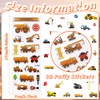 36 Sheets 3D Construction Stickers for Kids (900+), Bulk Puffy