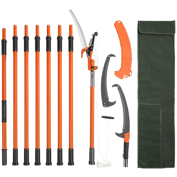 VEVOR Manual Pole Saw, 7.3-27 ft Extendable Tree Pruner, Sharp