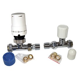 Tower Flue Components TRVPACKST Straight Radiator Valve with Locking - White