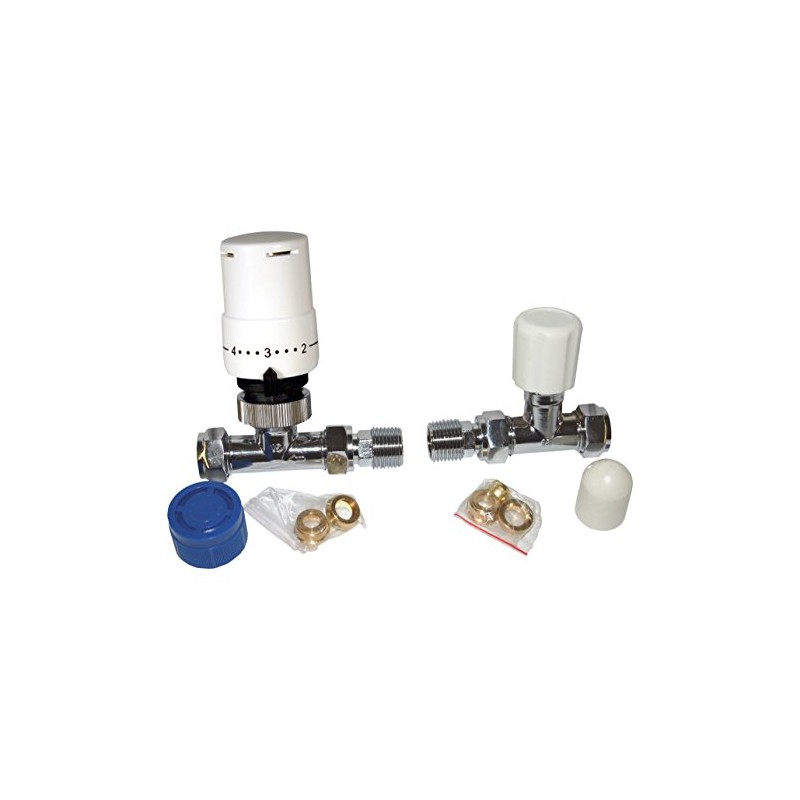Tower Flue Components TRVPACKST Straight Radiator Valve with Locking -