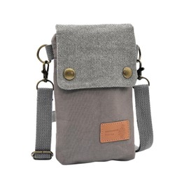 Renlock Canvas Wallet Bag, Shoulder Bag, Smartphone Pouch, Smartphone Shoulder Bag, 3 Pockets, Interior Dimensions: 6.3 x 3.5 inches (16 x 9 cm), Wallet Shoulder Strap, gray