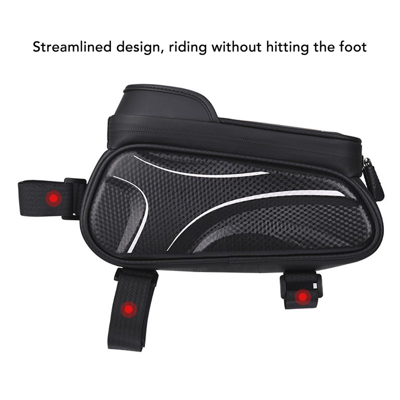 Bike Phone Mount Bag Large Capacity Waterproof Carbon Pattern PU