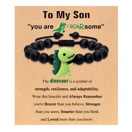 Artlunar Easter Basket Stuffers for Son Grandson Nephew Brother To My Son Braided Rope Adjustable Dinosaur Bracelet Graduation Easter Christian Baptism Gifts