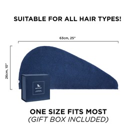 Dock & Bay Turban Hair Towel - for Home & The Beach - Super Absorbent, Quick Dry - Classic - Nautical Navy, One Size