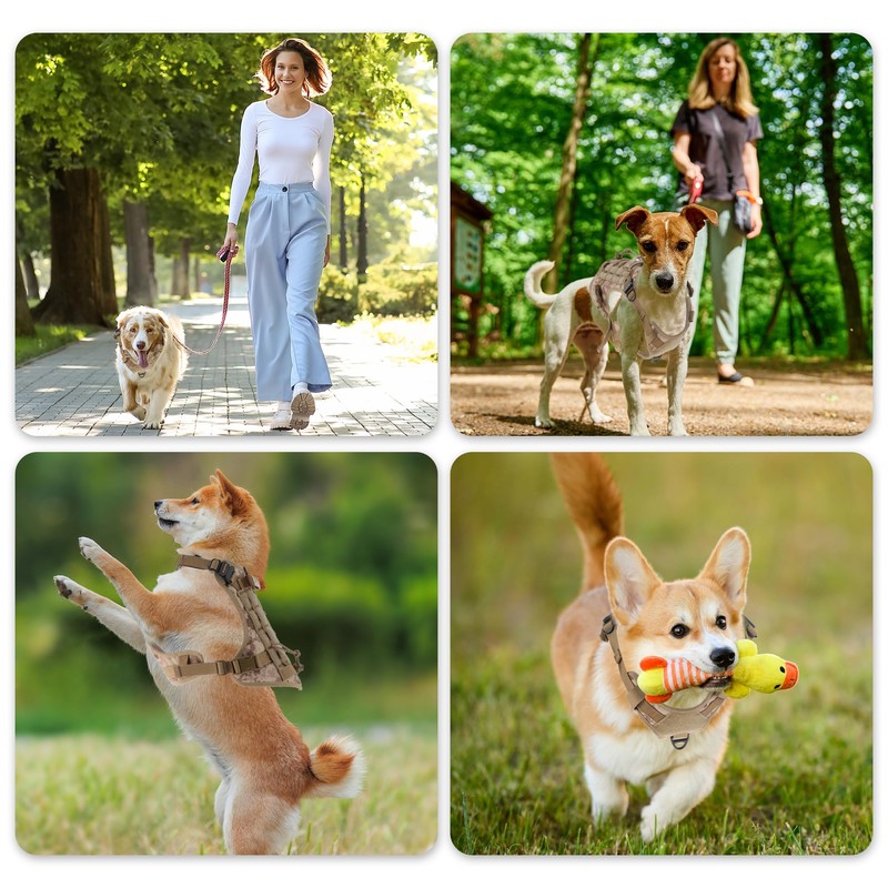 RENEWREVITAL 犬用ハーネス メッシュデザイン犬用ハーネス ノープル犬用ベスト ハイキング用 小中大型犬用 迷彩 中サイズ