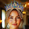 Kilshye Blue Crystal Bridal Headband Rhinestone Headpiece Festival Costume Hair