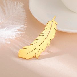 Dreamtimes Feather Brooch Pin Stainless Steel Elegant Jewellery for Women Men Lightweight Lapel Pin for Jackets Bags Hats, m, Stainless steels, without stone