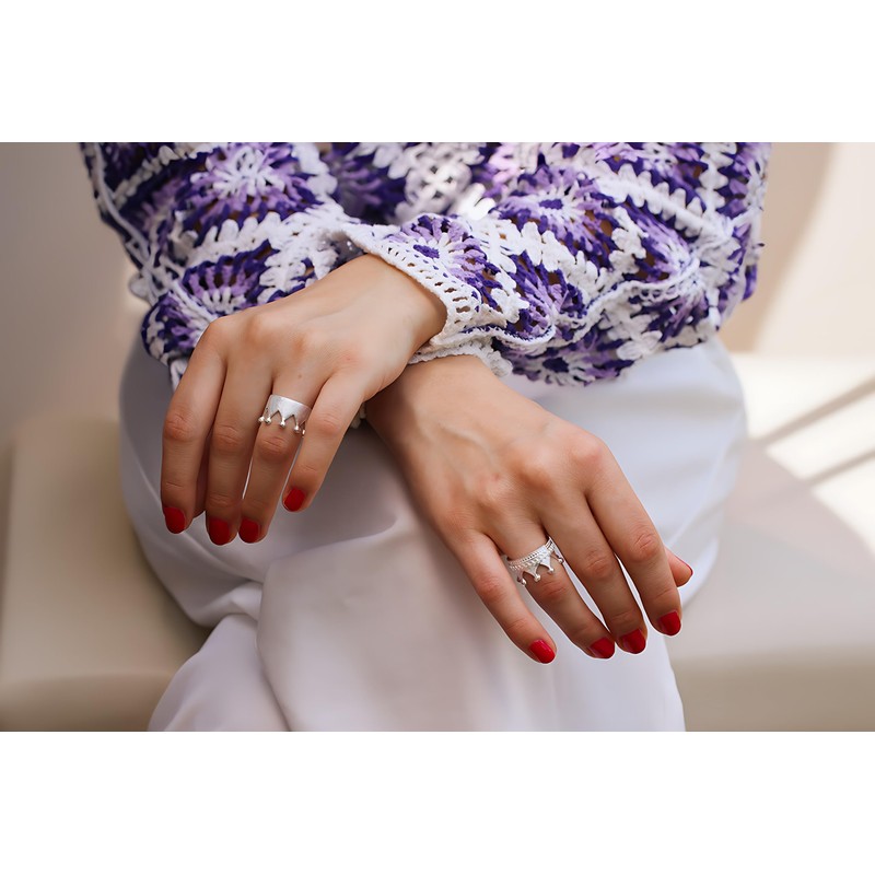 SILBERMOOS Women's Crown Ring Crown Queen Brushed Sterling Silver 925,