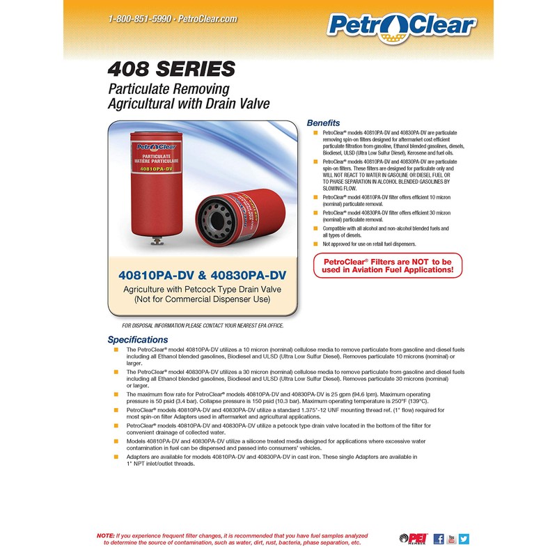 Particulate Remover With Drain Valve 40830PA-DV by PetroClear