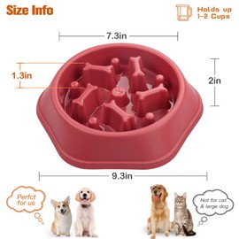 UPSKY Slow Feeder Dog Puzzle Bowl, Interactive Bloat Stop Non-Slide Lick Treat Bowl for Small Medium Dogs (Red)