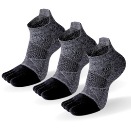 AQshop Men's Women's Five Toe Socks, Pro Running, Arch Fit, 3 Pairs Set, Black