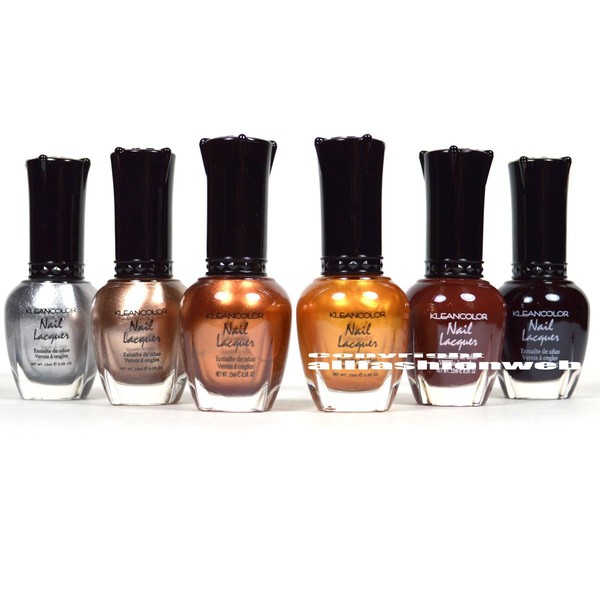 Kleancolor Nail Polish MOONRISE FEVER Silver Gold Brown Collection Lot 6 Lacquer + FREE EARRING