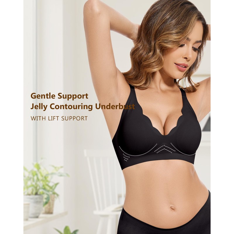 WOWENY Seamless Bra without Underwire Padded Push Up Curve Non-Wired