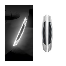 CGEAMDY Pack of 4 Carbon Fibre Car Door Edge Protection, Car Door Edge Protection Sticker, Car Bumper Guard Anti-Scratch Protector Trim Sticker (White & Black)