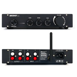 BRZHIFI L1B Pure Class A HiFi Audio Power Preamplifier 2.1 Channel High and Bass Independent Control Bluetooth 5.0 Decoding Receiver,for Home/Subwoofers(Black)