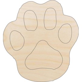Animal Paw Print - Laser Cut Out Unfinished Wood Craft Shape ANML51 8" / 1/8" thick