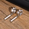 Rockyu Men's Silver Stainless Steel Hoop Earrings with Dangle Bar