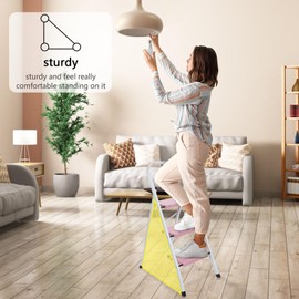 LUISLADDERS Step Ladder, Folding 3 Step Stool with Handgrip Anti-Slip Sturdy and Wide Pedal, Multi-Use Ladders for Home, Kitchen, Office, 350lbs