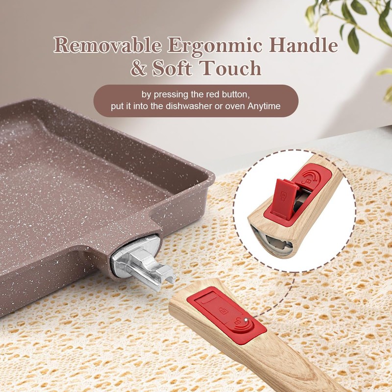 AIKENBBKK Ceramic Nonstick Tamagoyaki Pan, Large Japanese Omelette Pan Egg