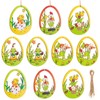 MELLIEX Pack of 10 Wooden Easter Pendants, Hollowed Easter Eggs