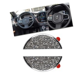 HIBEYO Bling Car Steering Wheel Logo Emblems Sticker Accessories Compatible with Volvo Car DIY Crystal Steering Wheel Decoration for Women
