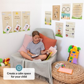 Calm Down Corner | Perfect for Classrooms | Sensory Calming Corner with Items for Kids | Education Calming Corner Kit with Posters, Solutions Wall, Sensory Toys, Fidget Tools | Special Education
