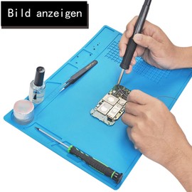 Soldering Mat, Antistatic Repair Mat, 34 x 23 cm Soldering Work Mat with Scale and Screw Position for Soldering, Mobile Electronics Repair, Smartphones, Watches (Blue, 34 x 23 cm)