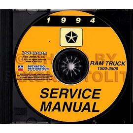 1994 Dodge Ram Truck Shop Manual CD 1500, 2500, 3500, LT, ST, SLT, Work Special - gas diesel - Service Repair Maintenance
