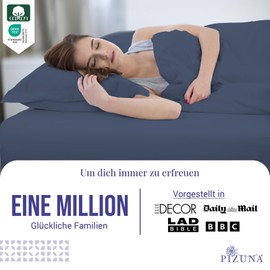 Pizuna Fitted Sheet 90 x 200 cm - 100 x 200 cm Cotton Dark Blue, 1000 Thread Count Made of 100% Long Staple Cotton in Satin Weave Thick Fitted Sheet with 40 cm Deep Pocket