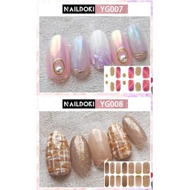 NAILDOKI Nail Stickers 8 Sheets x 14 Pieces Full Wraps Nail Polish Strips, Self-Adhesive Gel Nail Art Decals for Women Girls