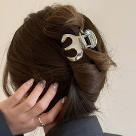 Enautoabs Silver Hair Clip Hair Clip for Women Metal Medium Hair Clamp Claw Ponytail Holder Hair Clamp Pine Strong Non-Slip Hair Clip for Thin Hair Decorative Hair Accessories
