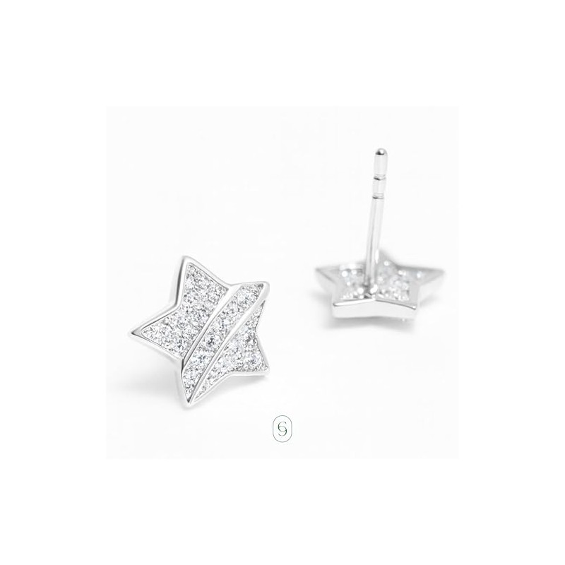 Clepsidra® Aretes para Mujer de Plata de Ley 925 Estrellas