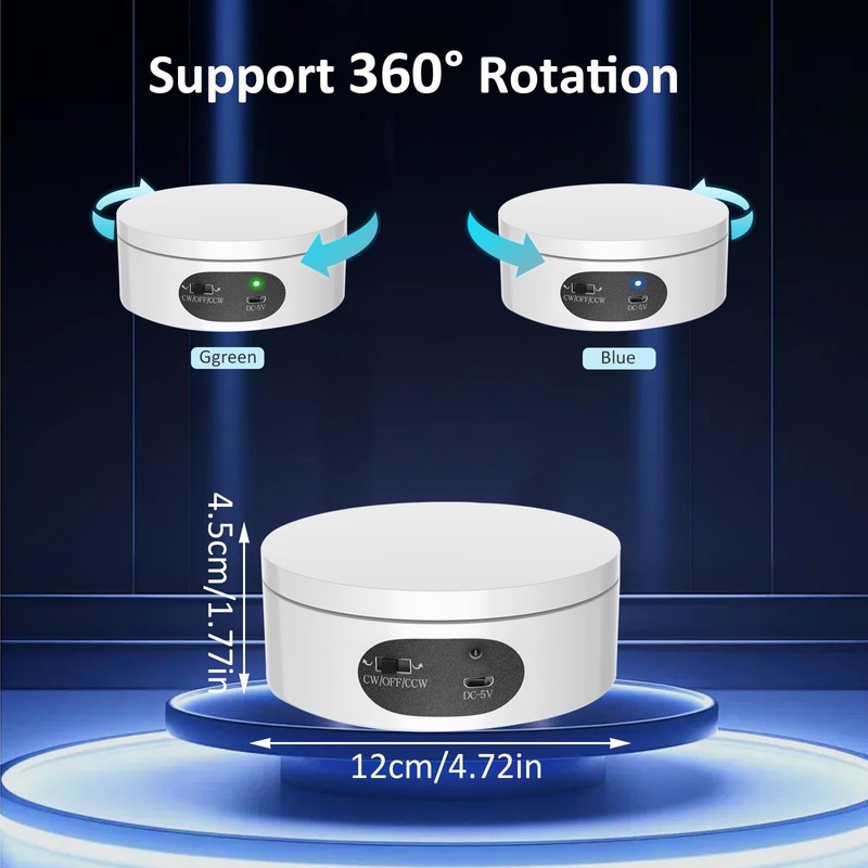 MYMULIKE Motorized Rotating Display Stand, Electric Rotating Turntable with PVC