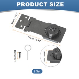 sourcing map Password Rotary Hasp Locks, Mechanical Cabinet Combination Latch Locks 4.5" Security Keyless Rotary Hasp Latch Lock for Shed Door Sliding Closet Bathroom Outdoor Grey Pack of 2