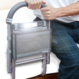 Lunderg Bed Assist Rail for Seniors with Motion-Activated Light & Storage Pocket - Easy to Install Bed Rails for Elderly Adults Safety & Post-Surgery - Helps Reduce Falls & Support Independence