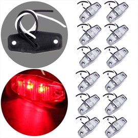 LBRST 2.5" Clear Lens LED Truck Trailer Oval Red Side Fender Marker Light - Waterproof Sealed Surface Mounted for Mini Clearance Identification (12 Pcs)