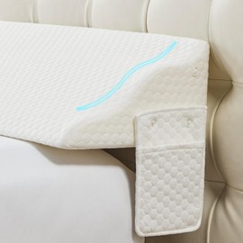 Yojoker Queen Size Bed Wedge Pillow for Headboard Gap, Wedge Pillow Headboard with Side Pockets and Wave Contour, High-Density Foam Bed Gap Filler (0-6"), 60x10x6 Inch, White