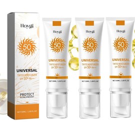 Sunscreen to prevent sunburn and tanning, Universal Tinted Face  Moisturizer Sunscreen, SPF 50 PA+++, Water Resistant And Non-Greasy,For All Type Skin Facial Skincare:_50ml*3