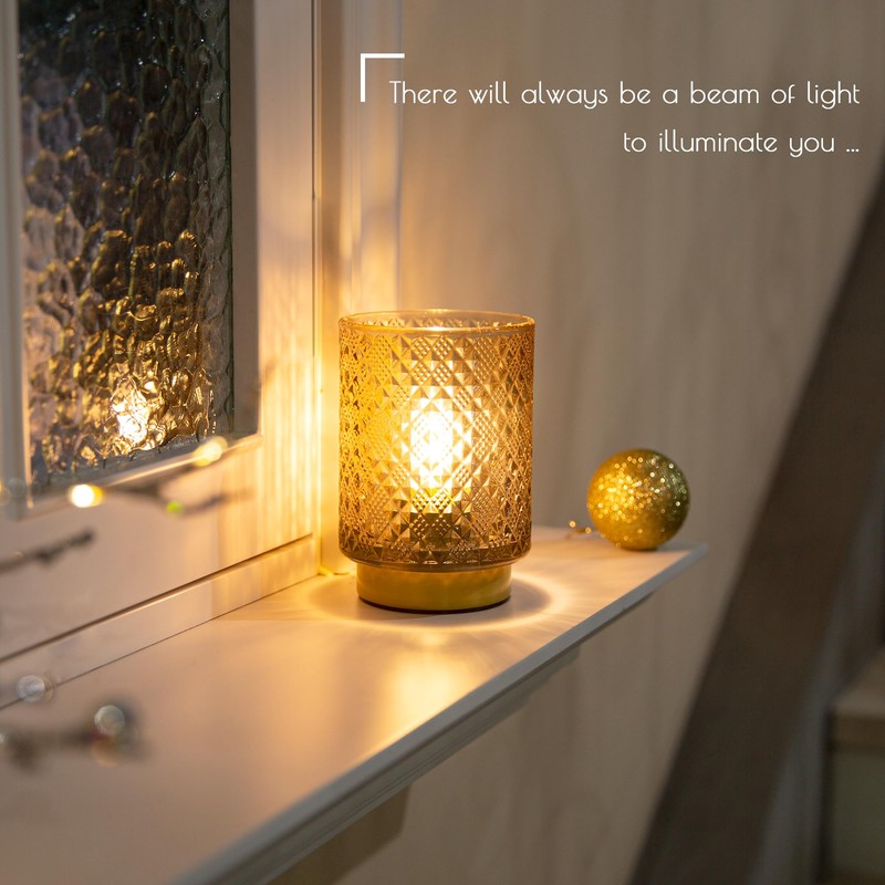 LUSHARBOR Battery Operated Lamp with Timer, Small Table Lamp Bedside