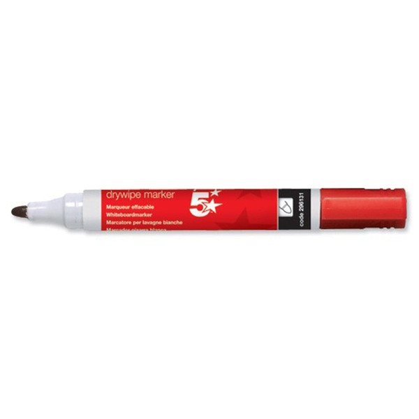 5 Star® Red Dry Wipe Whiteboard Marker Pen - 3mm