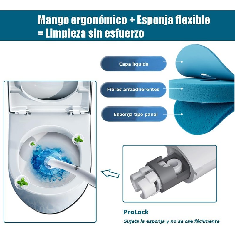Cepillo Desechable para Inodoro LEIDSANY XI7N-mtsBG con 16 Recambios y
