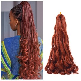 6 Packs 24 inch French Curly Braiding Hair Pre Stretched Synthetic Wavy Braiding Hair Extensions for Black Women Hair Extensions (350#)