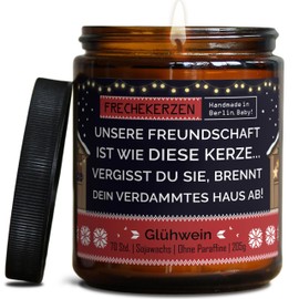 Lustige Duftkerze mit Spruch für Beste FreundIn | Handgemacht aus Sojawachs | In Geschenkbox | Nachhaltiges Geschenk Freundschaft Freundin Freund Partner Schwester BFF |Glühwein