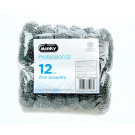 Minky Professional Zinc Scourer 12 pack | Sponges Washing Up | Household Supplies | Cleaning Supplies | Washing up Household Essentials | Wire Wool Scourers Sponge | Cleaning Sponges | Kitchen Sponge