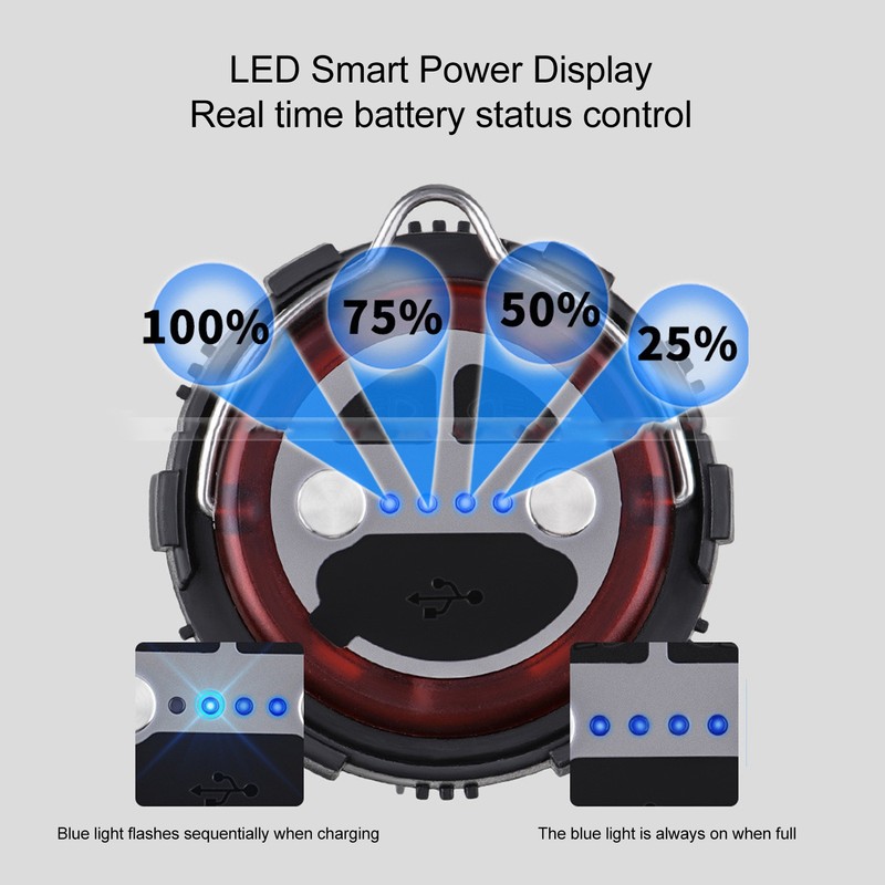 Camping Lantern Magnetic IP67 Waterproof Type C Charging Portable LED