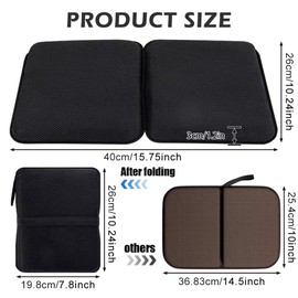 Gel Seat Cushion, Double Thick Honeycomb Cushion with Cloth Cover, Portable Airplane Seat Cushion, Gel Cushion for Wheelchair Soft, Airplane Seats, Camping, Bleachers, Flights, Commute(Black)