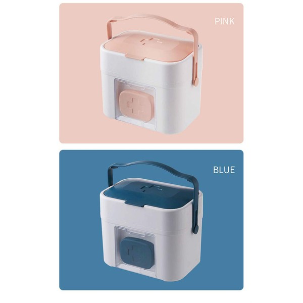 JORSION Medication Box /Portable First Aid Box Storage Box /Family Emergency Kit Storage Box (Pink)